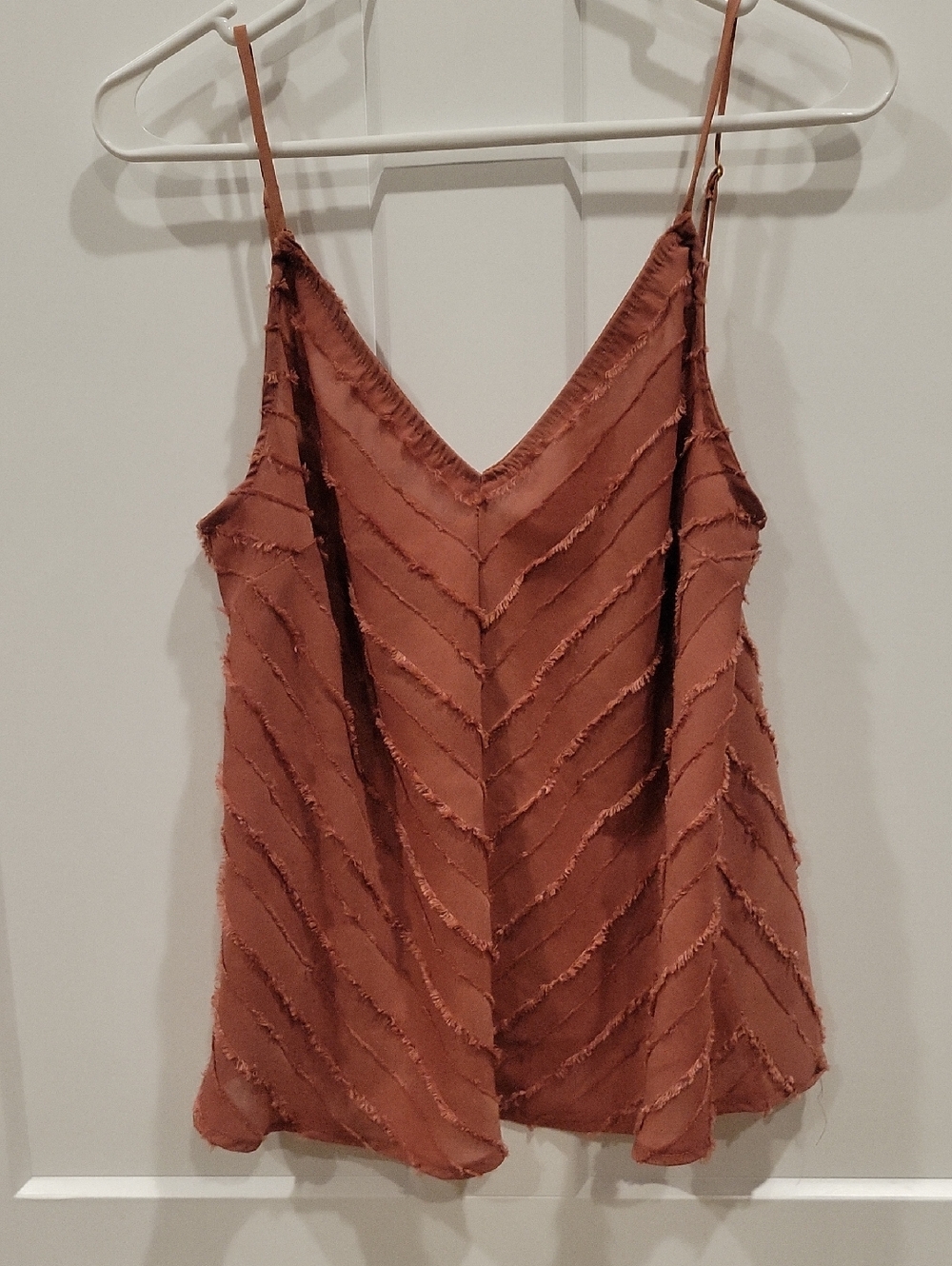 Intametly By Free People Rust Chevron Textured Spaghetti Strap Cami